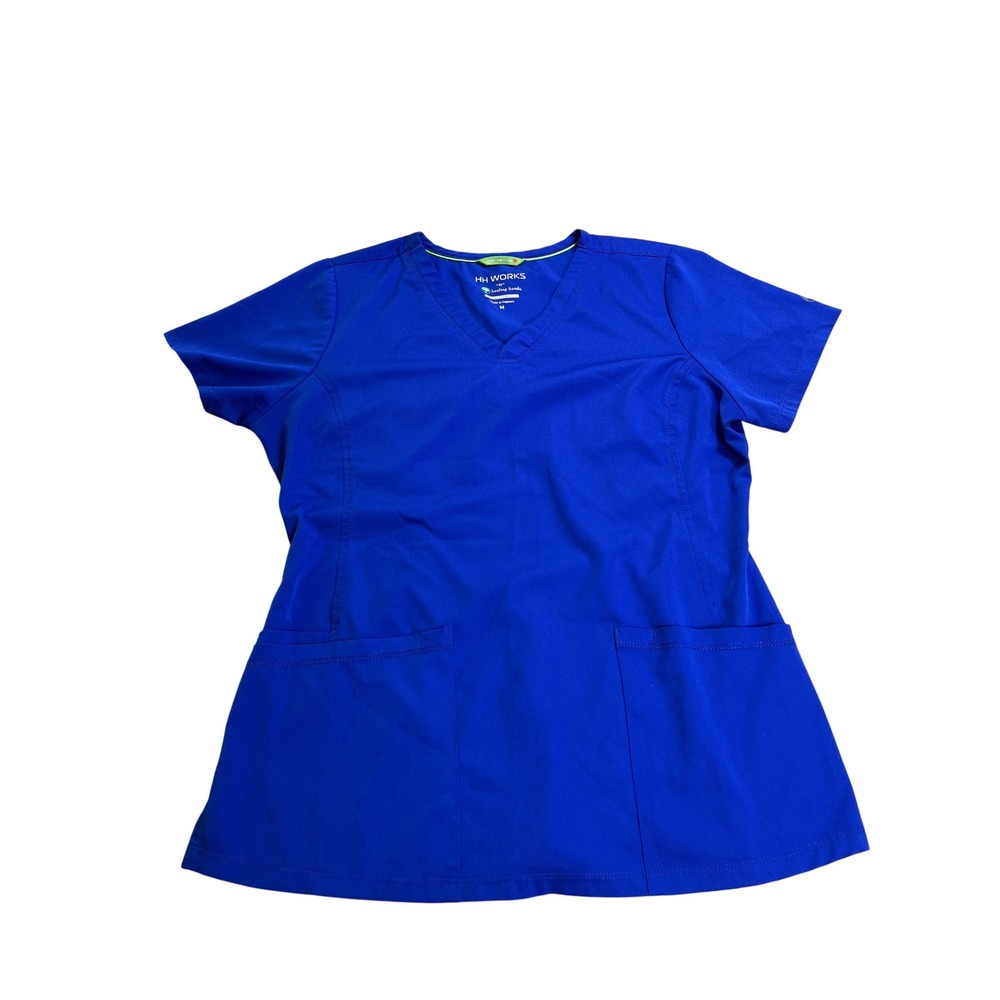 HH Works Healing Hands Royal Blue Scrub Top Medium V Neck Medical Uniform